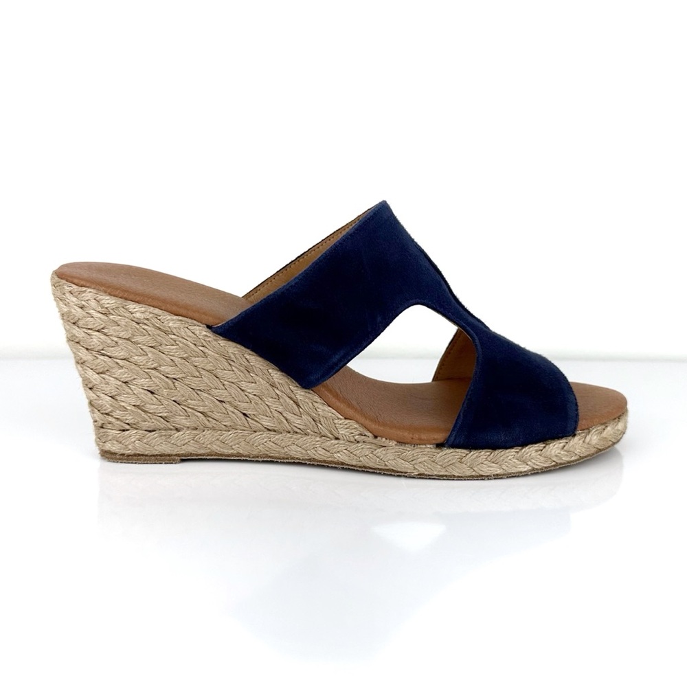 Andre Assous Women's Alana Suede Espadrille Wedge Slide Sandals Blue Size 9.5 - Picture 3 of 10